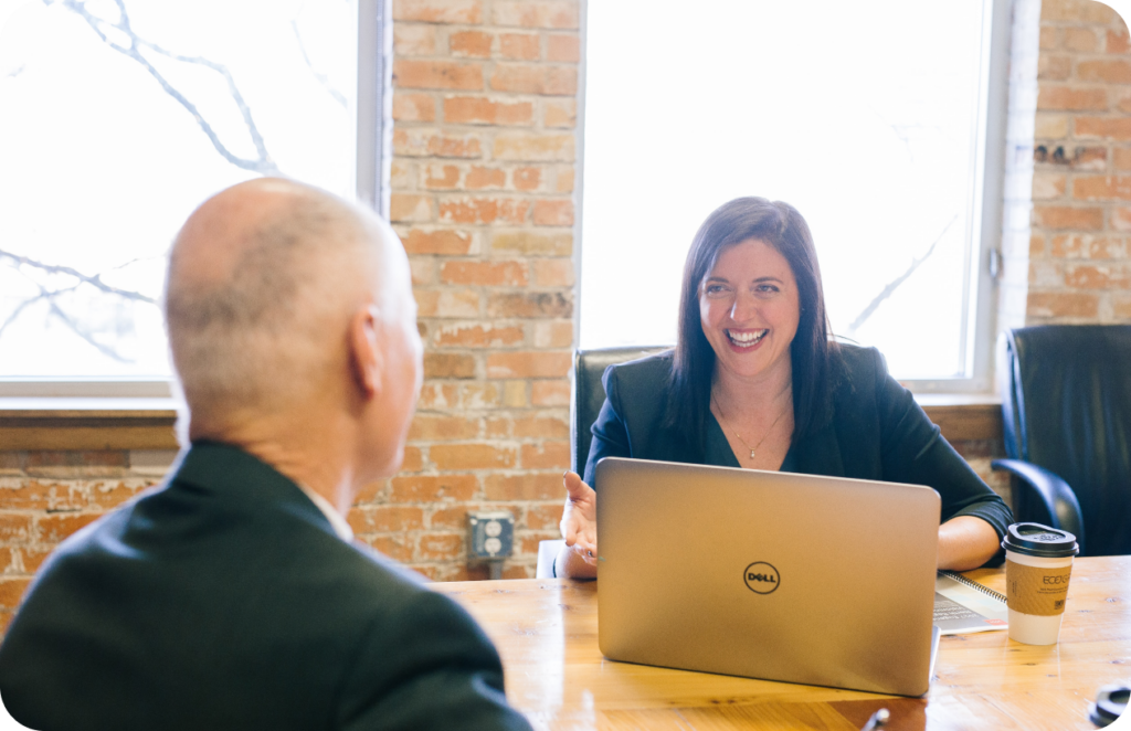 Office worker smiling