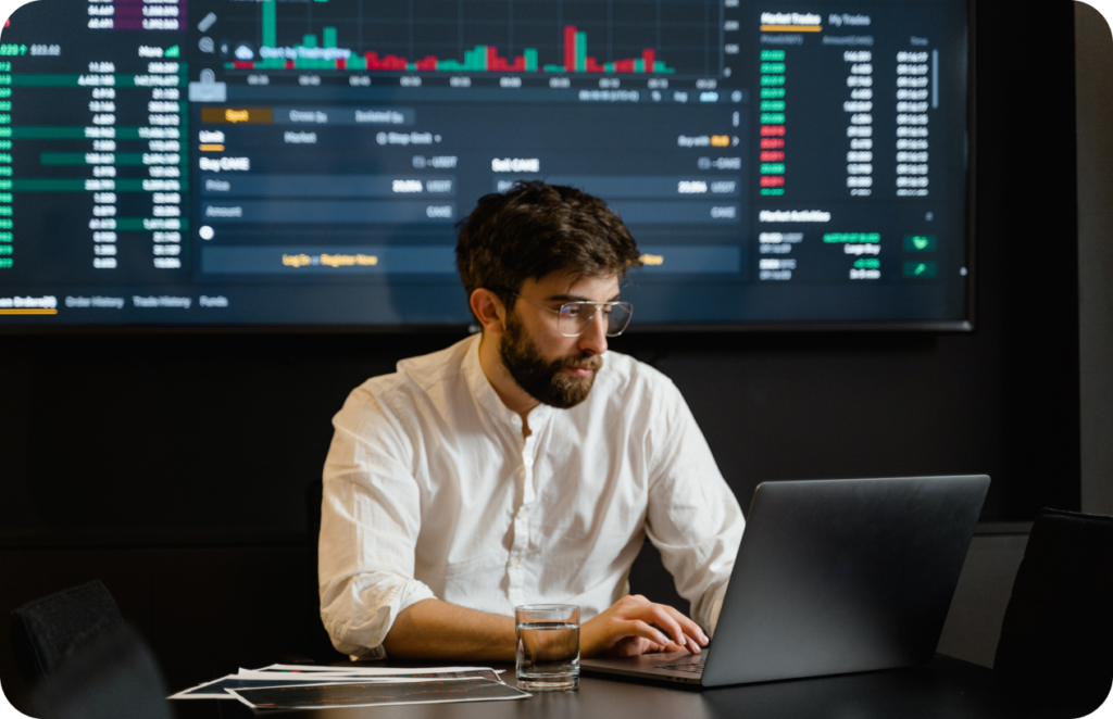 Man viewing marketing data